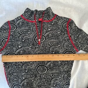 Krimson Klover 100% Merino wool 1/4 zip black white pink pattern